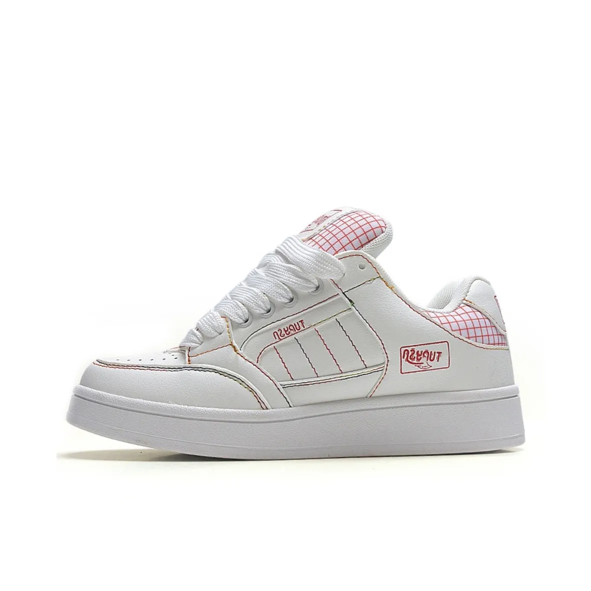CHERRY&KALIKA Anti Slip And Wear Resistant Lightweight Height Increasing Low Top Skateboard Shoes Women's White Rainbow