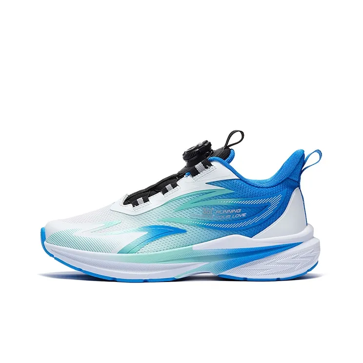 361°KIDS Hayate 1.0 Slip Resistant Cushioning Abrasion Resistant Low Top Kids' Running Shoes Captain White Green Blue Teenagers