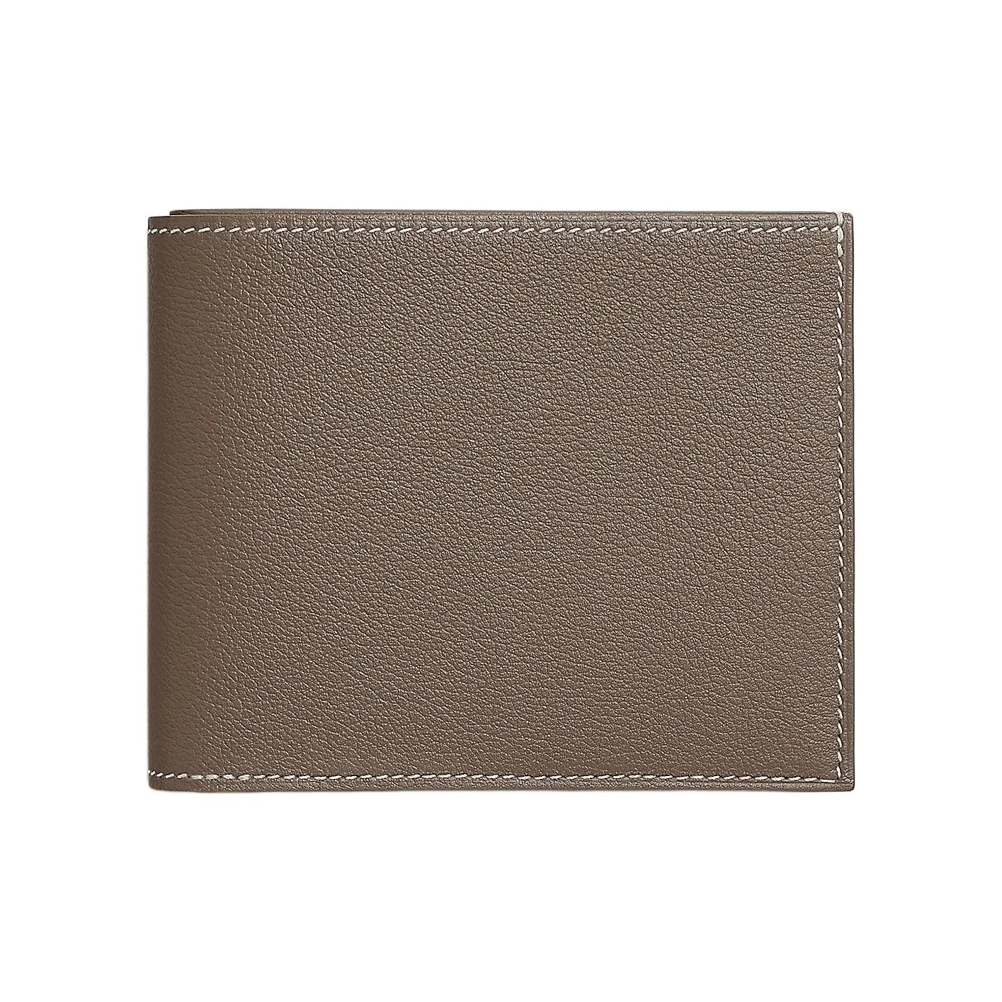HERMES Calfskin Wallet Unisex Elephant Gray