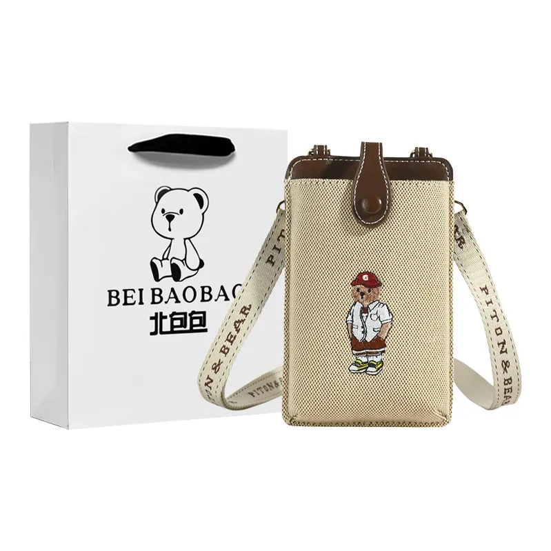 North Pack Холщовая сумка через плечо маленькая сумка женская белая рубашка медведь скейтбординг медведь корона медведь