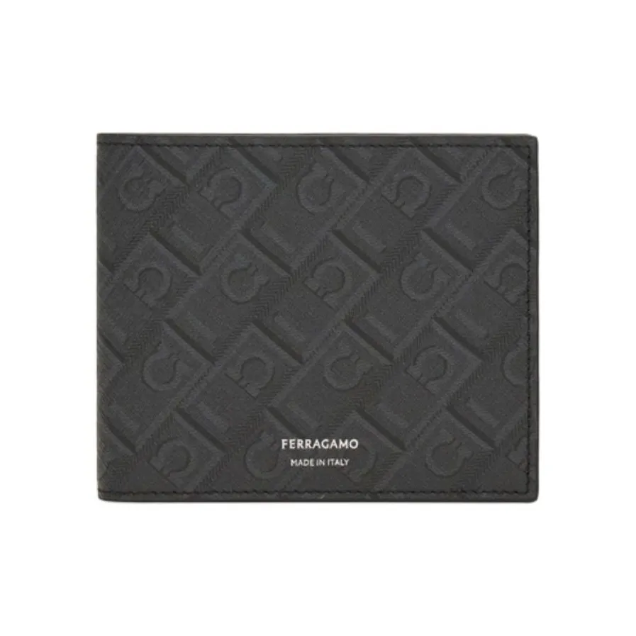 FERRAGAMO Synthetic Leather Wallet Men's Black & Gray