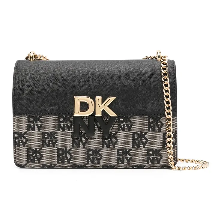 DKNY PVC Shoulder Bag Crossbody Bag Regular Women's Black & Beige