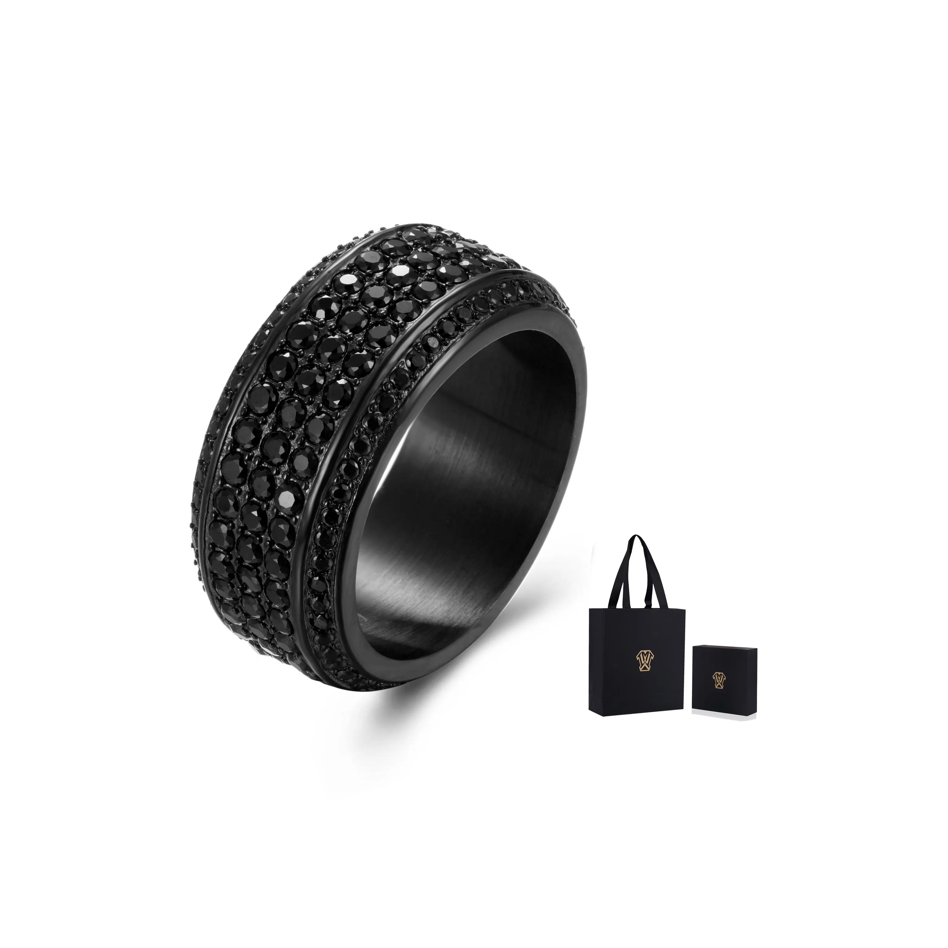 ICEMOBINC BLVCK Dark Series Кольца из титанового стального сплава Унисекс Обсидиан Черный