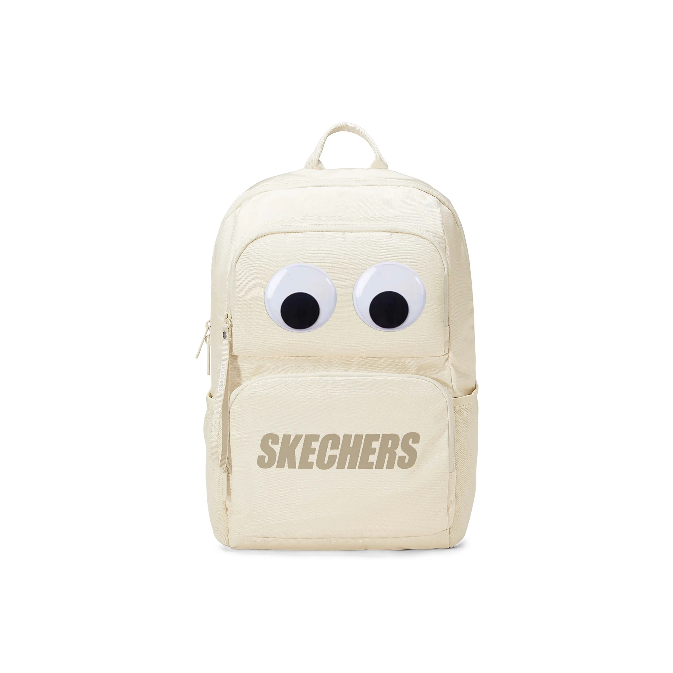 Skechers Fabric Big Eyes Backpack Regular Unisex Light Sand Yellow, Large Eyes, Individually Packaged