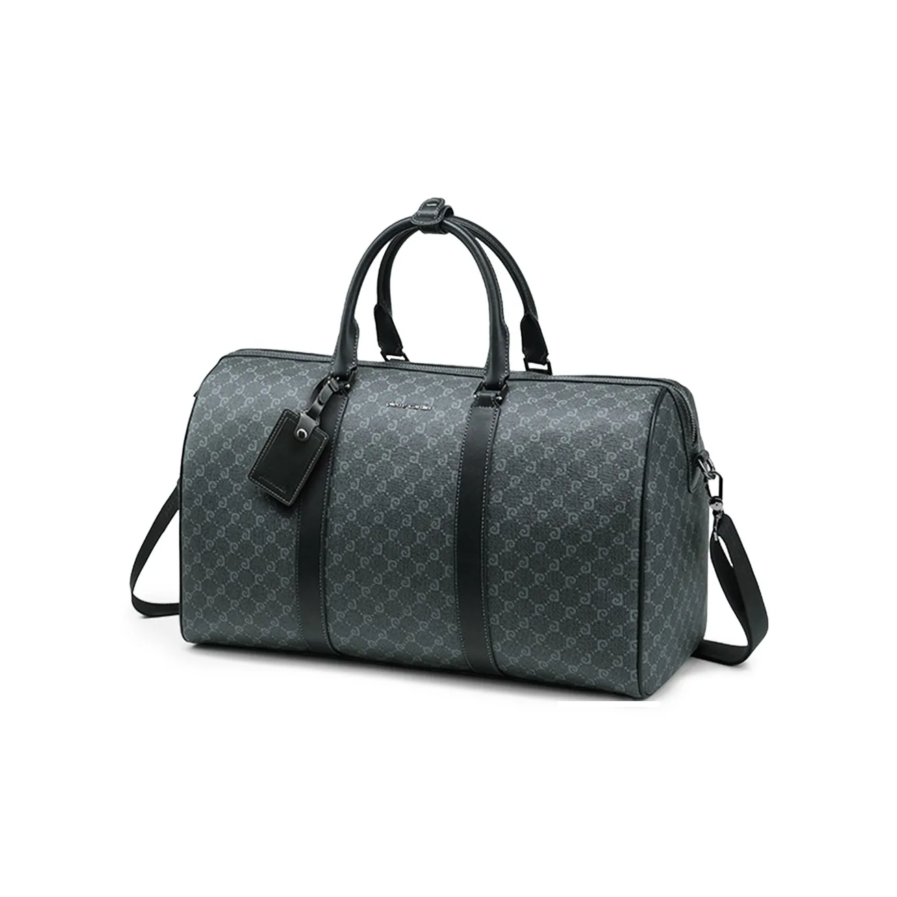 PIERRE CARDIN PVC One Shoulder Crossbody Bag, Travel Bag Men's Black Gray