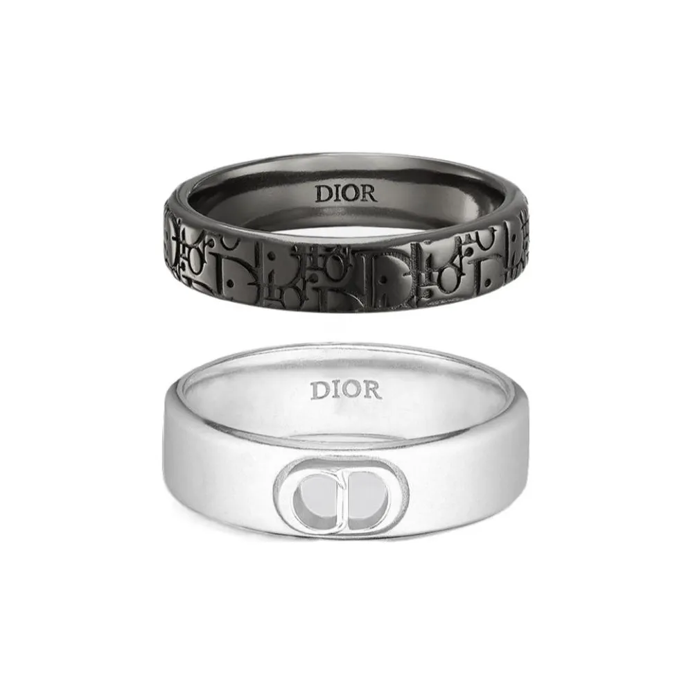 DIOR Sterling Silver Rings Men's Black/White