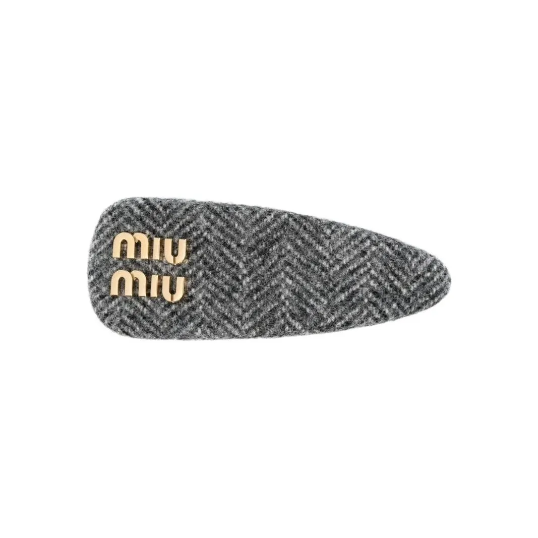 MIU MIU Calfskin Hair Clips Women's Black