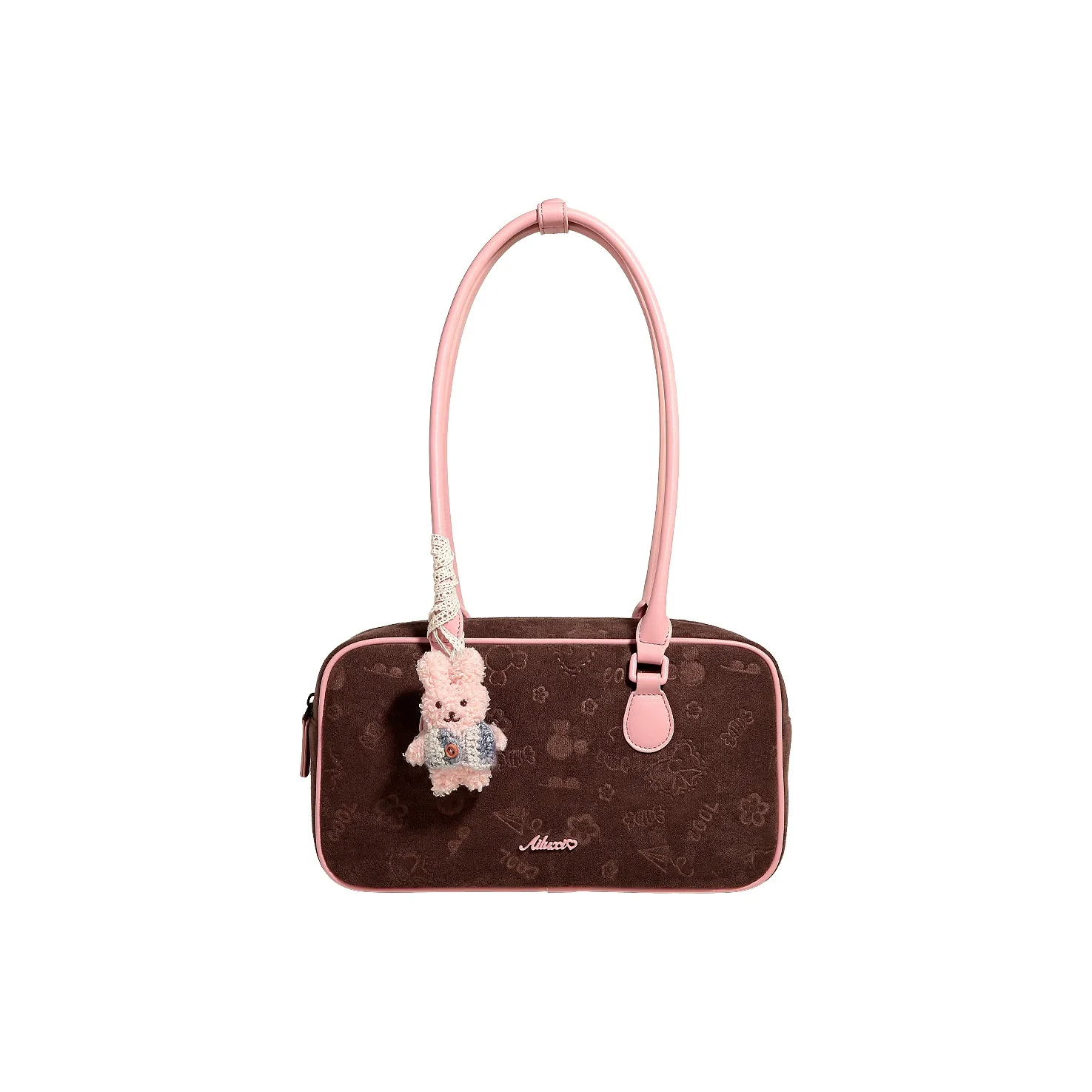 AILUXI Fabric Handbag, Shoulder Bag, Tote Medium Size Women's Strawberry Pink Brown