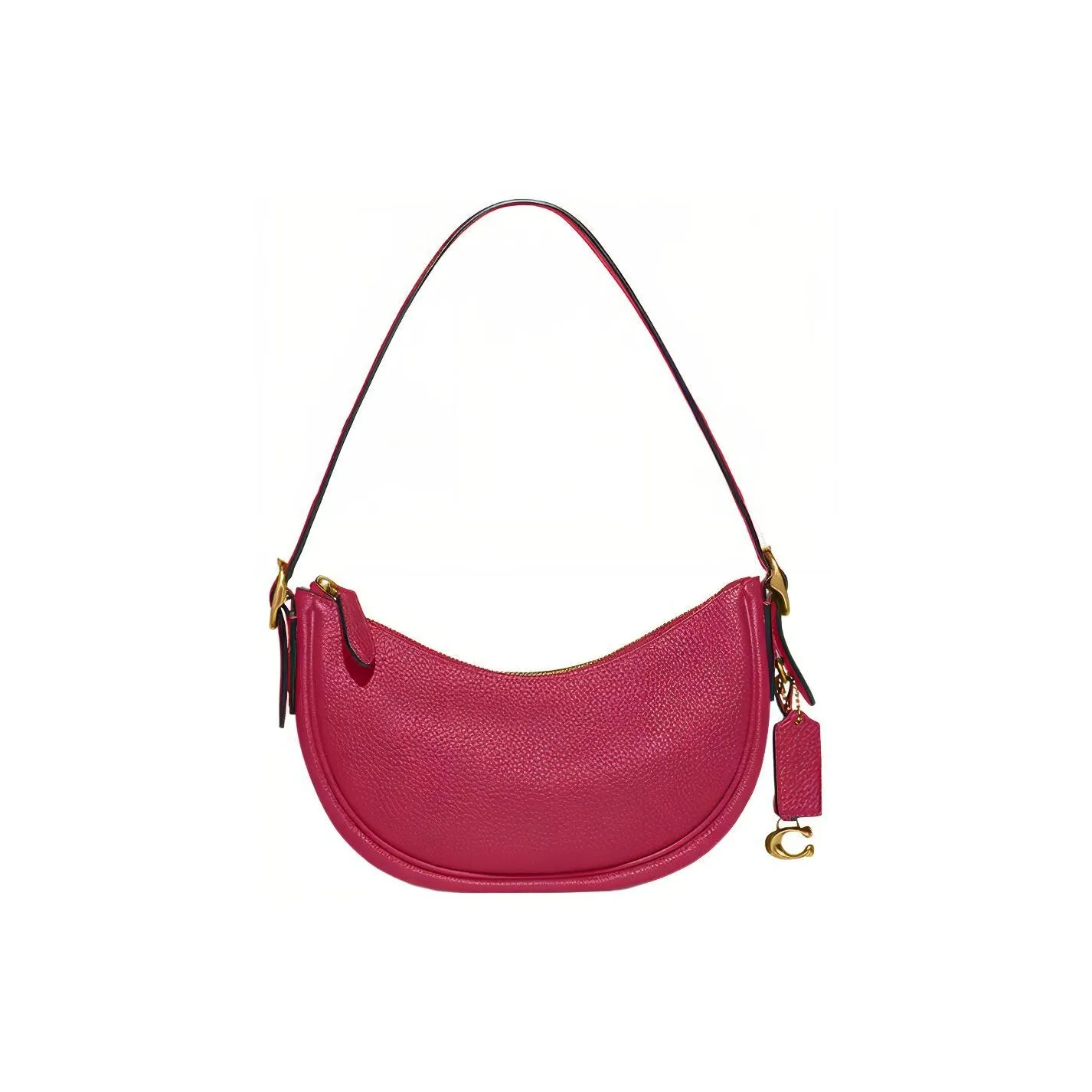 COACH Luna Pebbled Leather Handbag, Shoulder Bag Tubas Women's Dark Purple