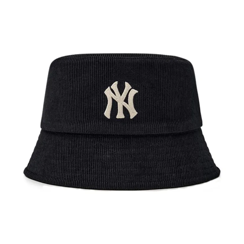 Mlb Base Logo Хлопок Полиэстер Вельвет Панамы Унисекс Черный Темно-Кремовый