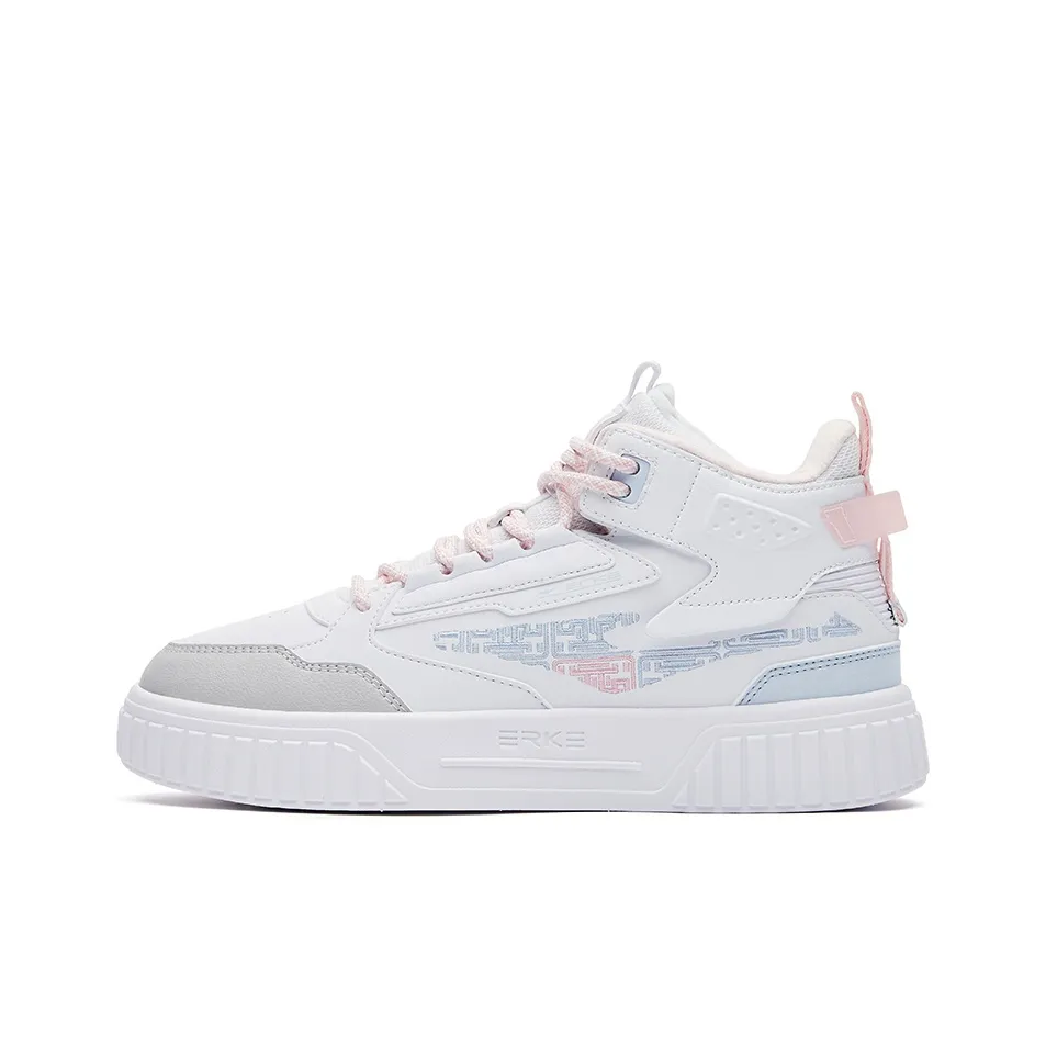 Erke Subjugate Теплоизоляционные Устойчивые к Износу Высокие Кроссовки для Скейтбординга Женские True Белый Абрикос Розовый