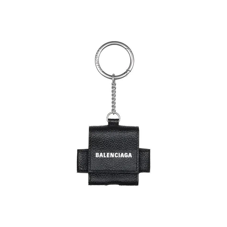 Balenciaga Grained Calfskin Earphone Case Women's Black