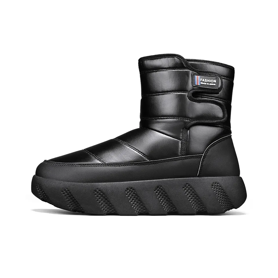 Wooden Rabbit Thermal Abrasion Resistant Cushioning Height Increasing Slip Resistant Short Mid Calf Snow Boots Men's