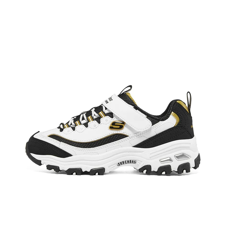Skechers Low Top Chunky Sneakers White/Black/Gold Teenagers
