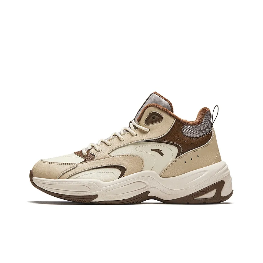 ANTA Through Slip-Resistant Thermal MID Top Casual Shoes Women's Beige Brown ANTA Through Противоскользящий Термический MID Топ Повседневная Обувь Женская Бежевый Коричневый