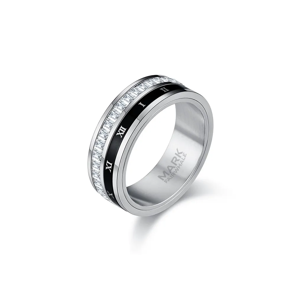 FAIRWHALE Titanium Steel Zircon Rings Unisex