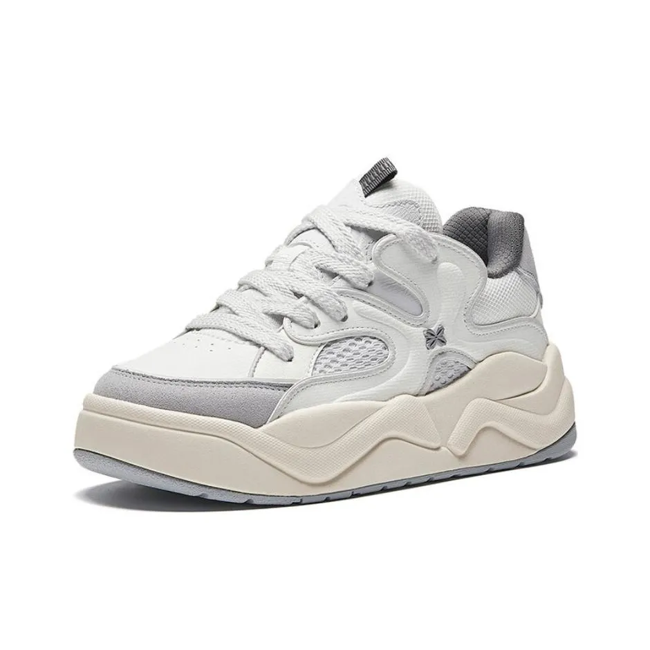 ANTA Little Blue Orchid Slip-Resistant Abrasion-Resistant Low-Top Скейтборд Кроссовки Женские Белые Серые