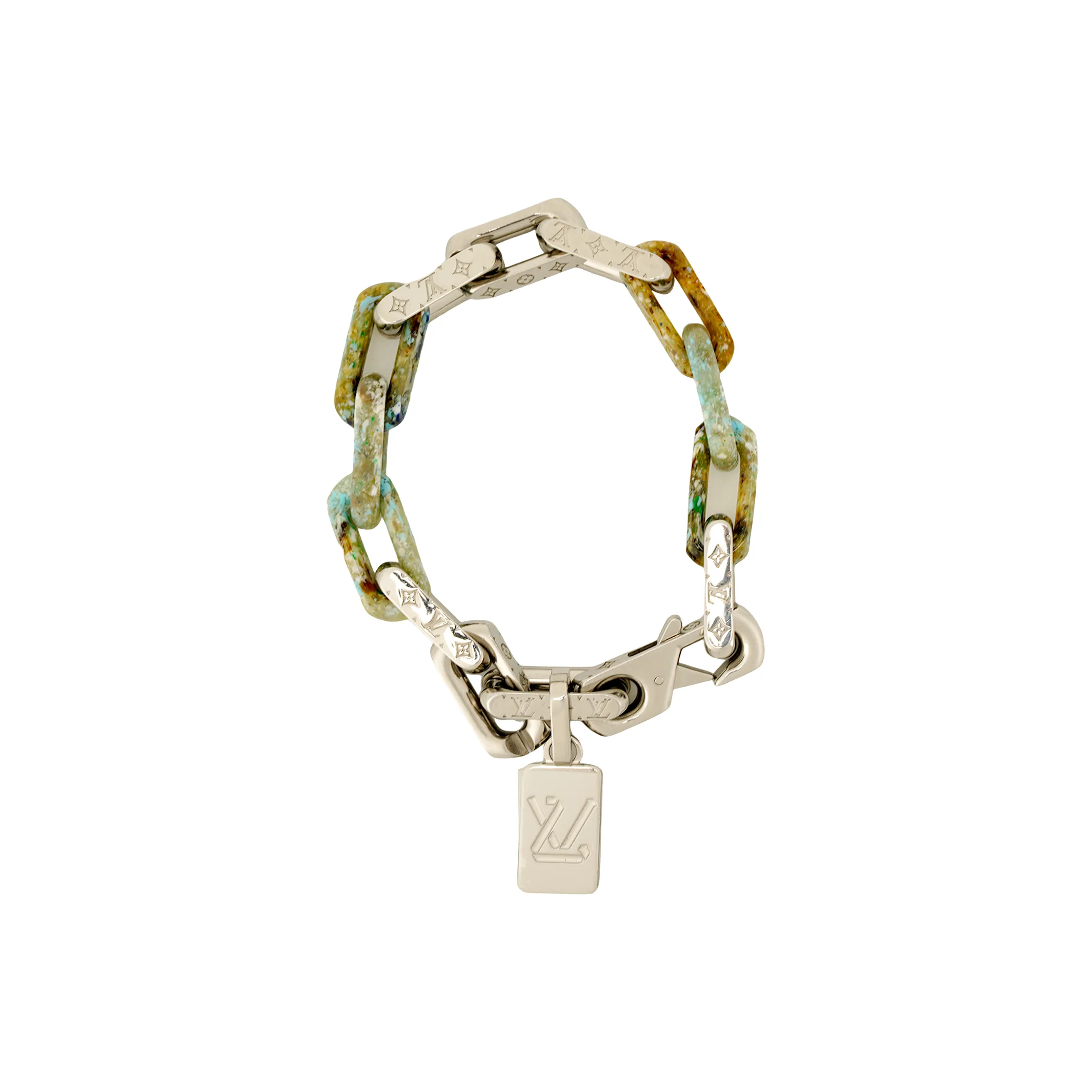 LOUIS VUITTON Metal Cuban Chain Men's Green/Silver