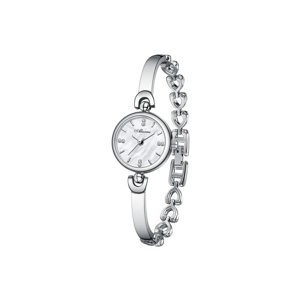 ABORNI Gift Box Set Кварцевый механизм Нержавеющая сталь Ремешок Часы Женские часы Белый циферблат