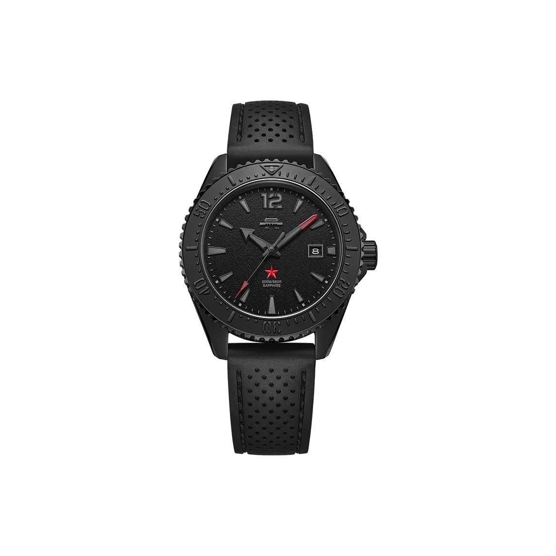 Beijing Cool Black Automatic Mechanical Movement Silicone Strap Watch Men's Watches Black Dial