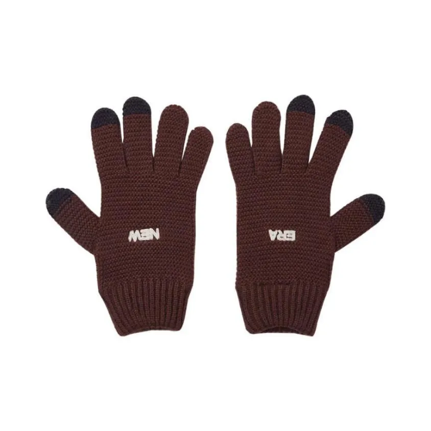 New Era Акриловые вязаные перчатки унисекс коричневые