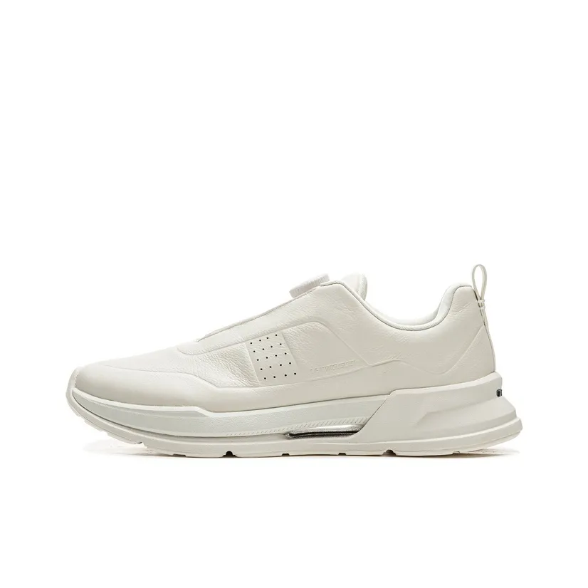 LI NING 1990 Commuter Series Abrasion Resistant Shock Absorbers Low Top Casual Running Shoes Men's Ecru
