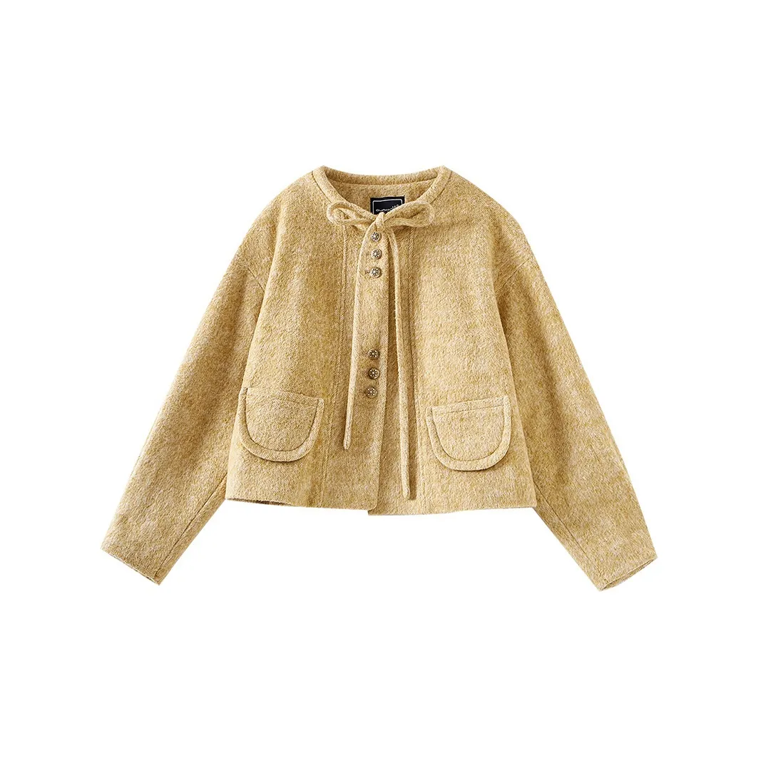 OUNIXUE Cropped Coat Women's Yellow OUNIXUE Укороченное пальто женское желтое