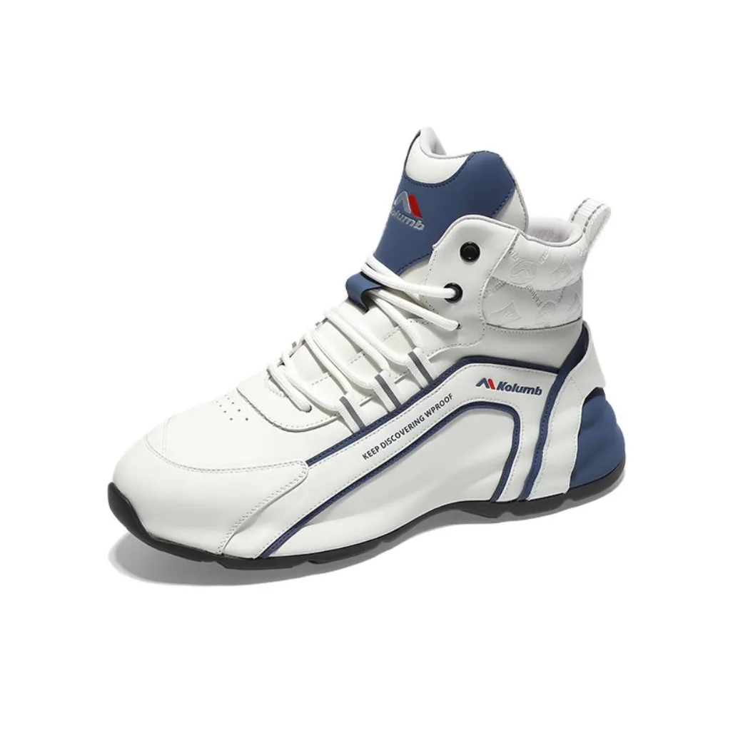 KOLUMB Антискользящий и Износостойкий Увеличивающий Высоту Высокий Топ Повседневный Мужской Белый Синий