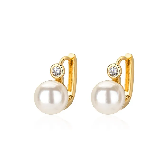 QLADY S925 Серебряные серьги-гвоздики с искусственным жемчугом женские