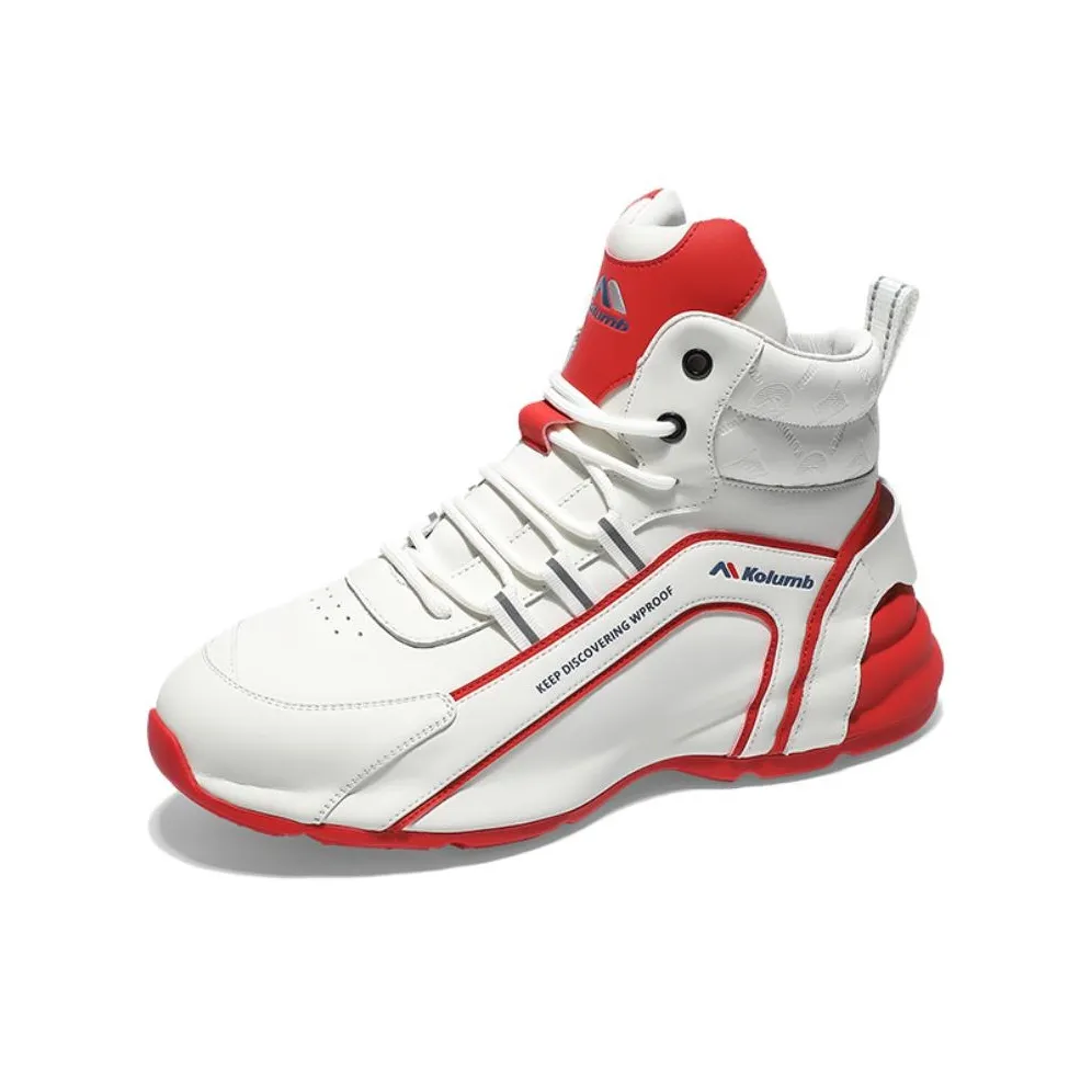 KOLUMB Противоскользящий и износостойкий увеличивающий высоту высокий топ повседневная обувь мужская белый красный
