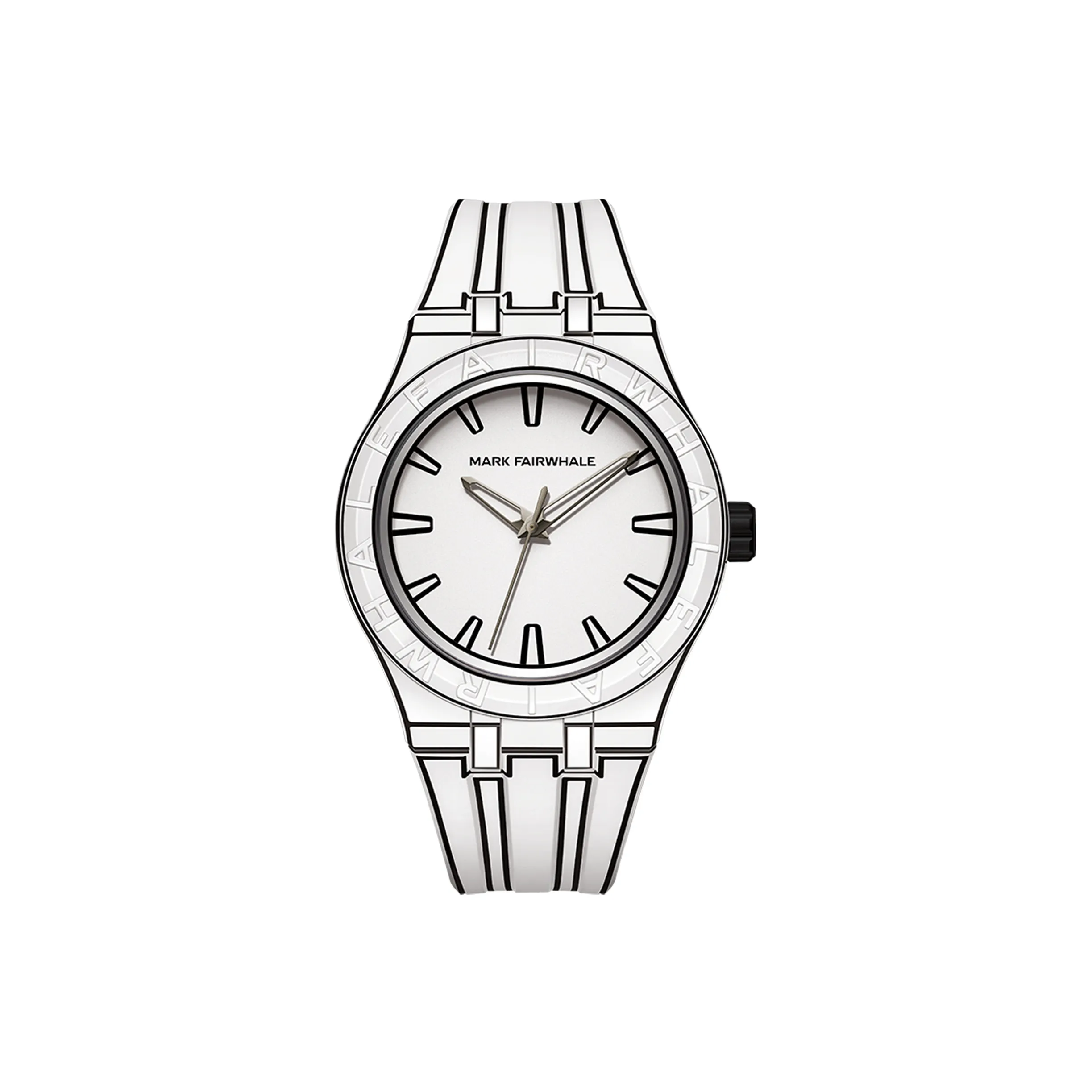 FAIRWHALE Кварцевый механизм Резиновый ремешок Часы Мужские Белый циферблат