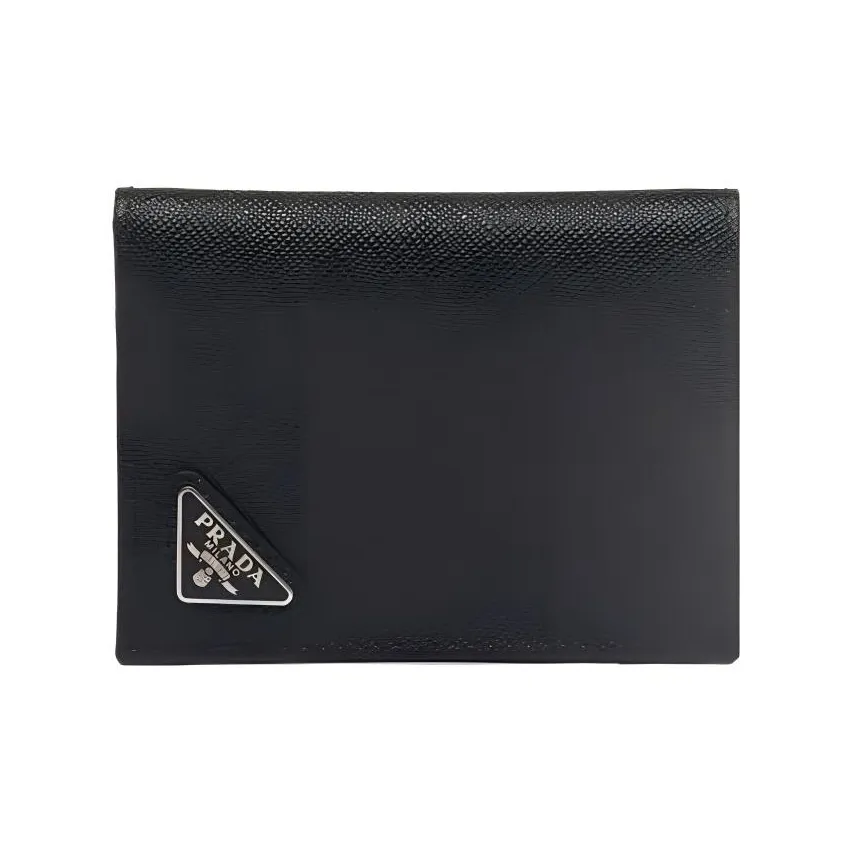 PRADA Saffiano Leather Wallet Trumpets Men's Black