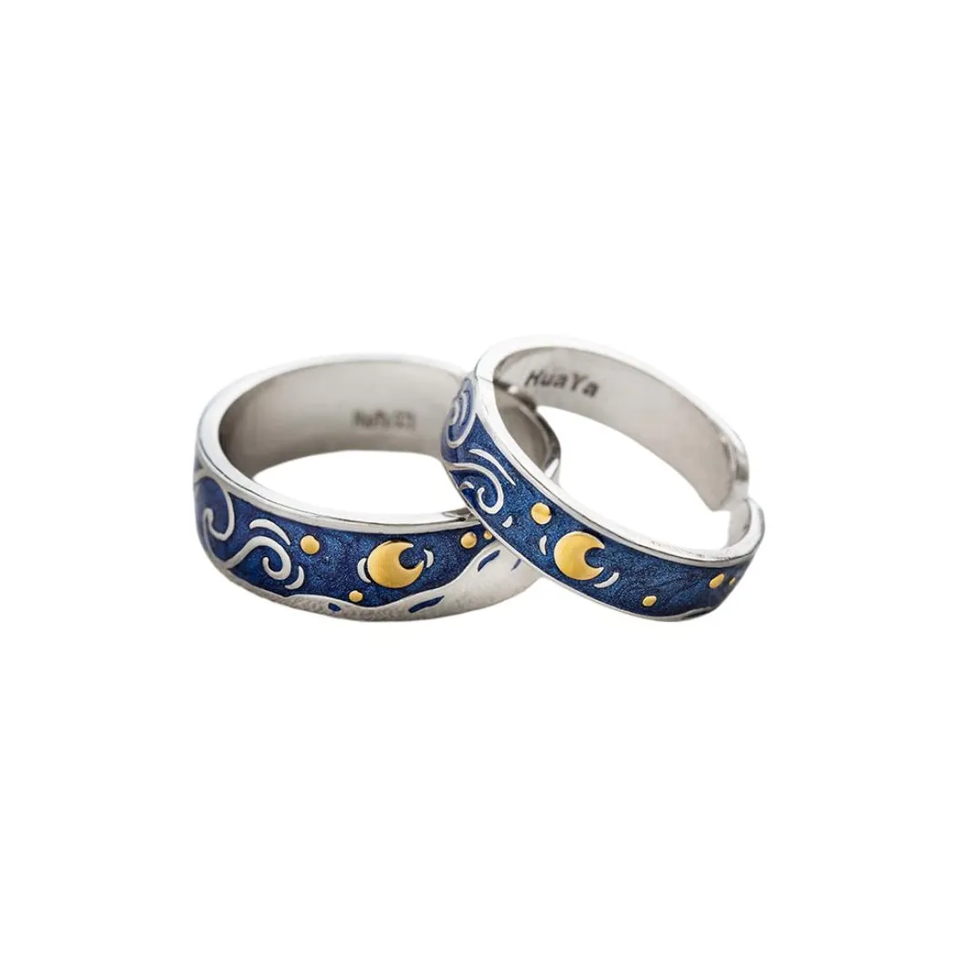 HUAYA S925 Silver Rings Unisex Blue