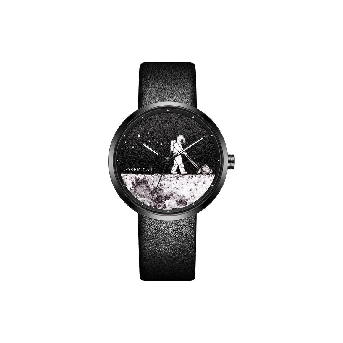 JOKER CAT Кварцевый механизм ремень из натуральной кожи унисекс черный циферблат