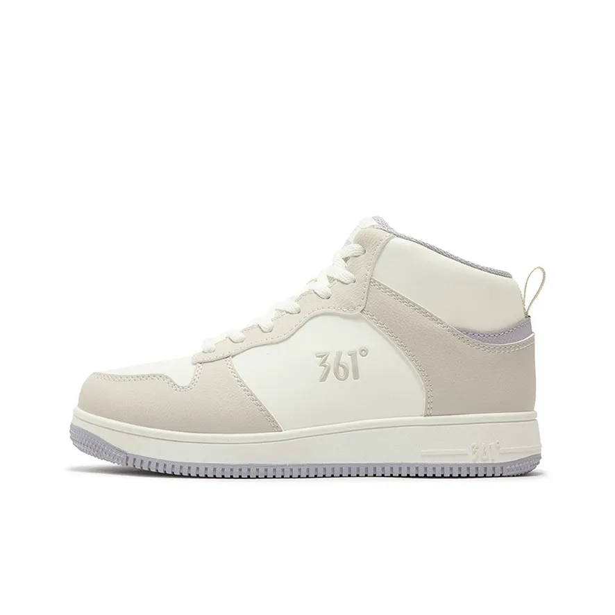 361° Air Force One Термические противоскользящие и устойчивые к истиранию высокие кроссовки для скейтбординга Женские Белые Овсяное молоко