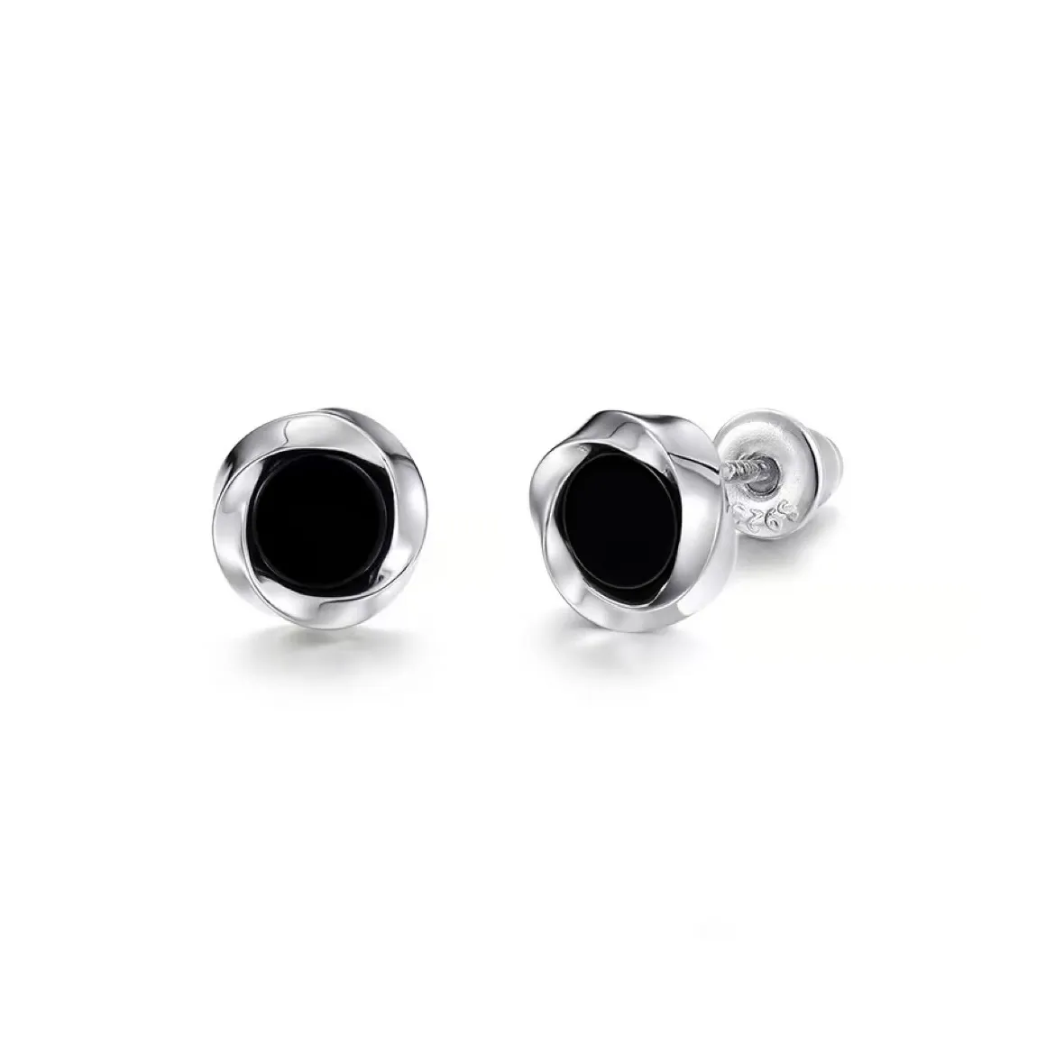 GUDUD Titanium Steel Alloy Stud Earrings Unisex Black