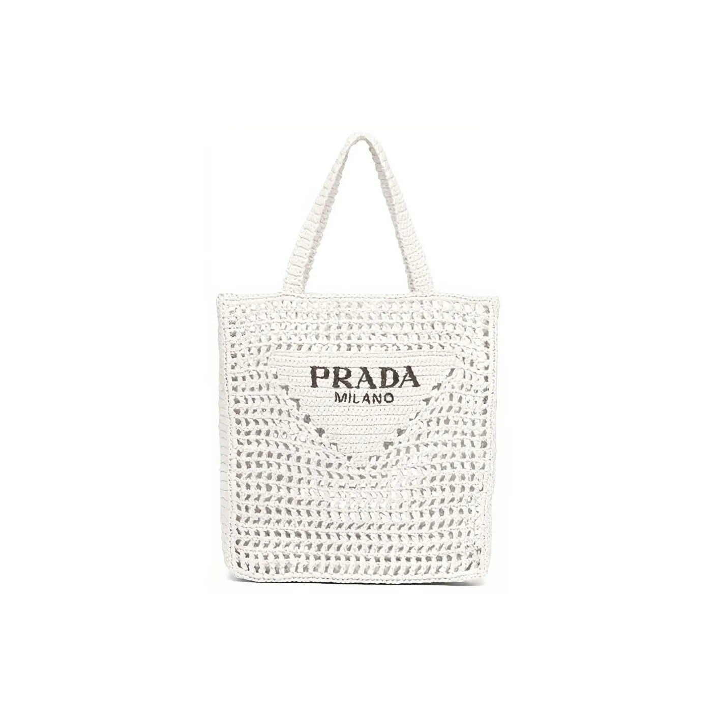 PRADA Raffia Fiber Tote Bag Shopping Bag Shoulder Bag Handbag Women's White