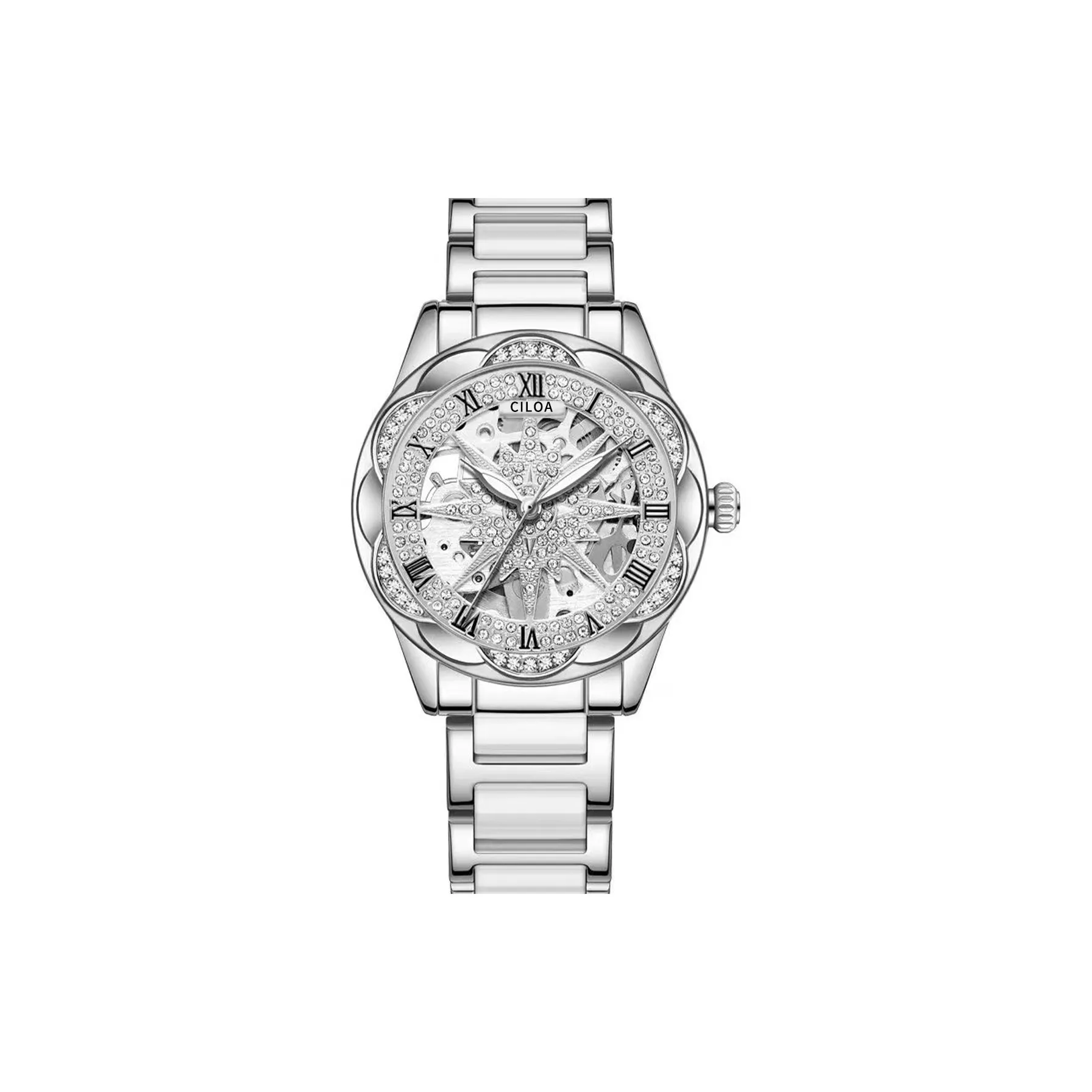 CILOA Mechanical Movement Stainless Steel Watchband Watch Women's Watch Silver Dial