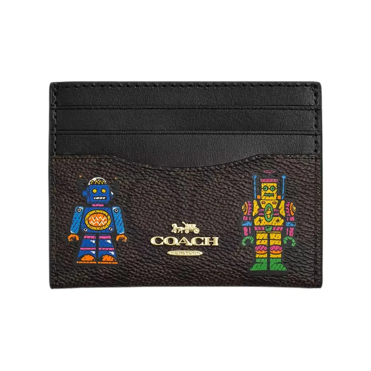 COACH Покрытый холст Картхолдер Мини Женский Ореховый