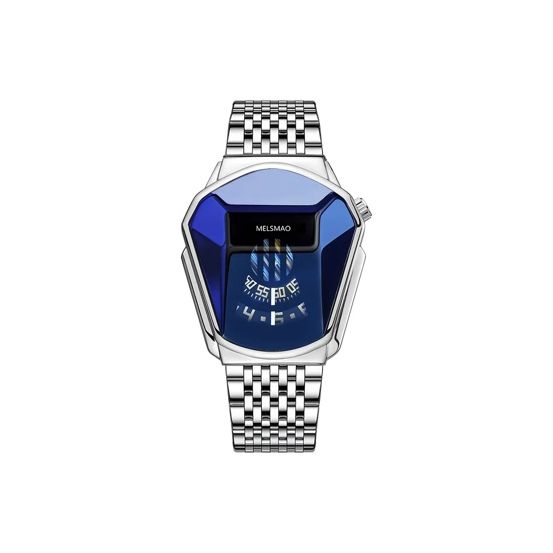 MELSMAO Универсальный Кварцевые Мужские Часы Сплавной Ремешок Часы с Синим Циферблатом