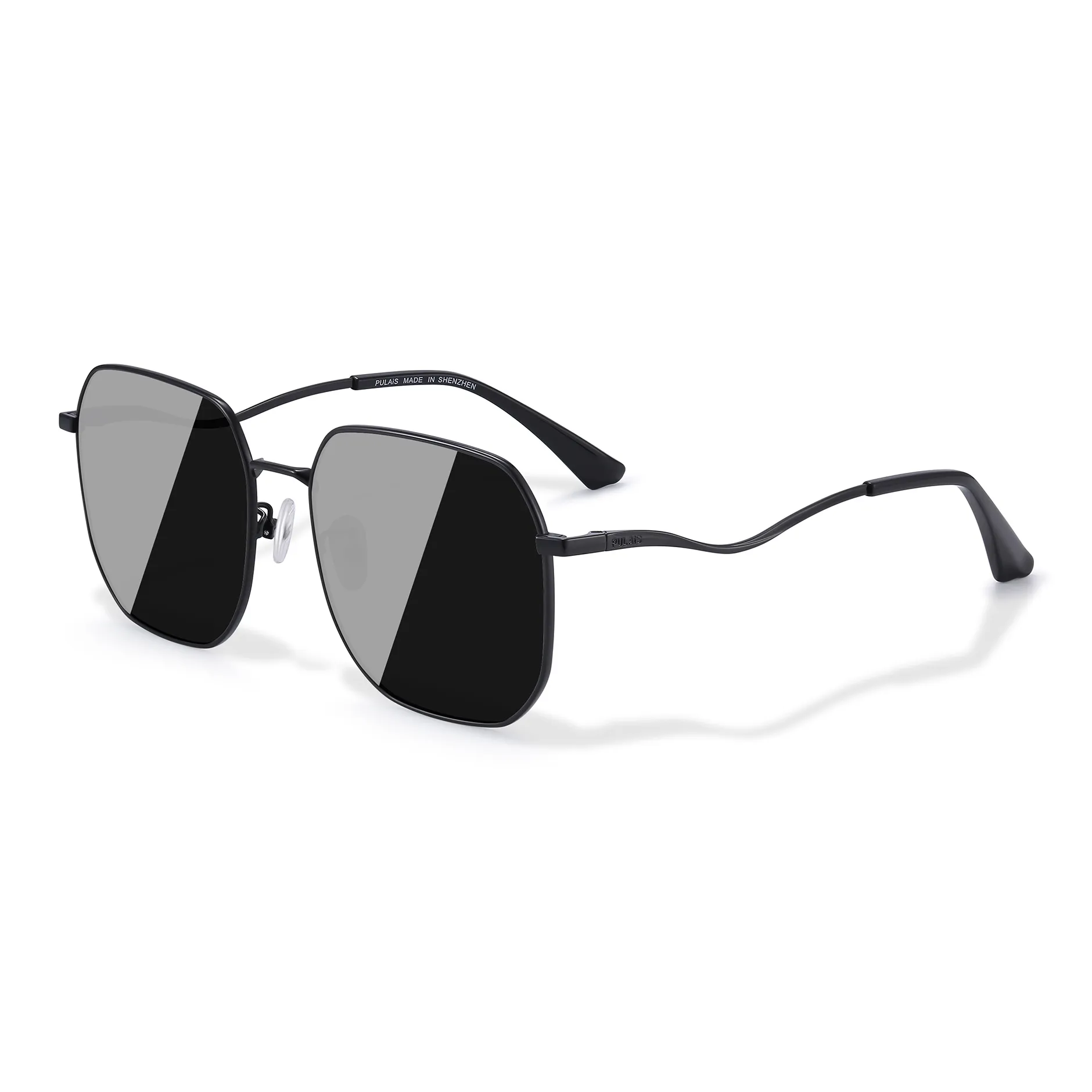 PULAIS Metal Square Sunglasses Women's Rose Gold