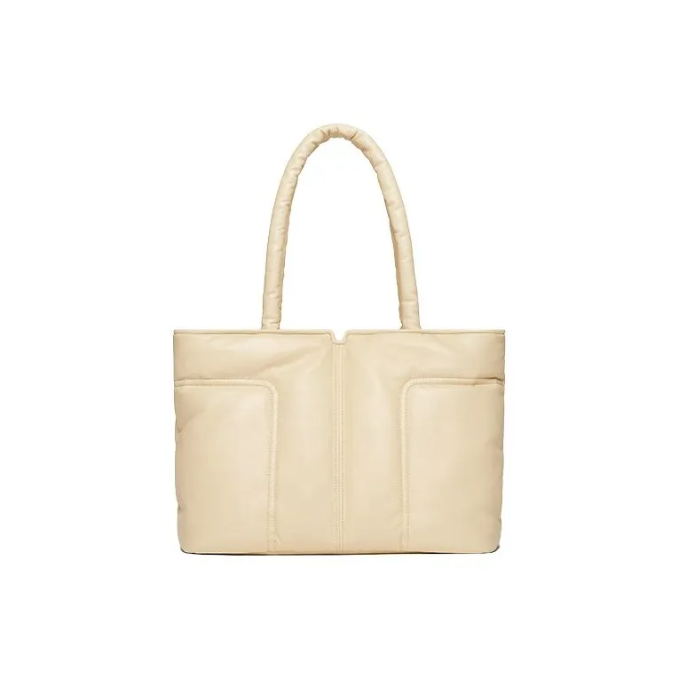 ZESH Sheepskin Tote UNIQUE Design Commute Large Capacity Crossbody Bag Shoulder Bag Large Women's Creamy Nude