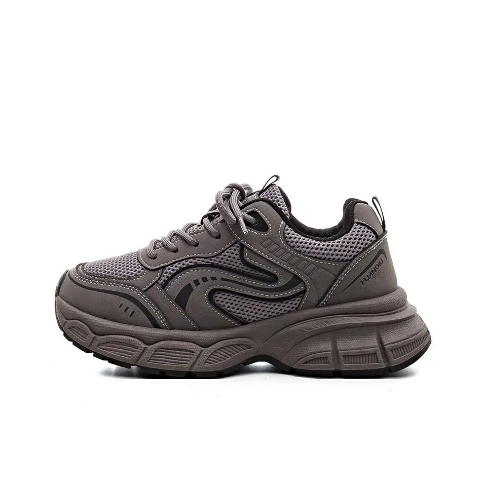 HUANQIU Anti Slip And Wear Resistant Breathable Low Top Chunky Sneakers Women's Taupe