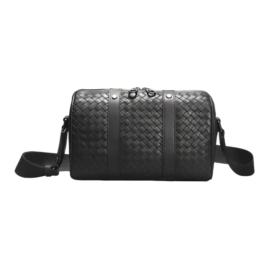 CMLZIUA Сумка через плечо из натуральной коровьей кожи обычная унисекс черная