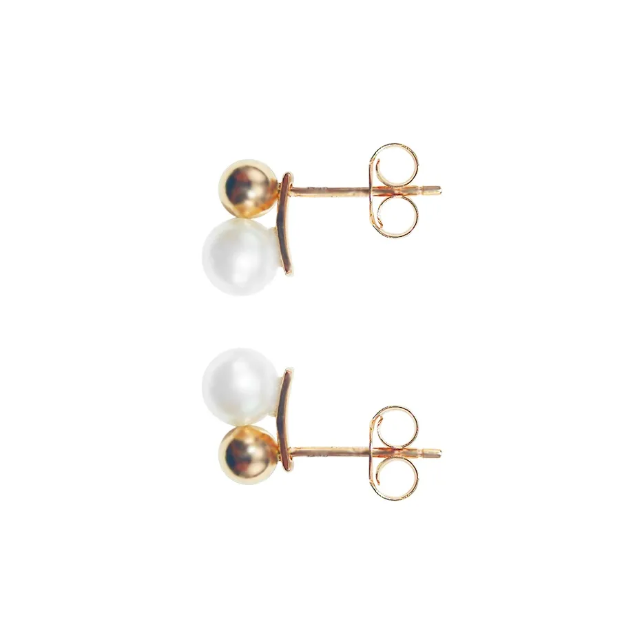 WANBAOYUANZHUBAO 18K Gold Stud Earrings Women's