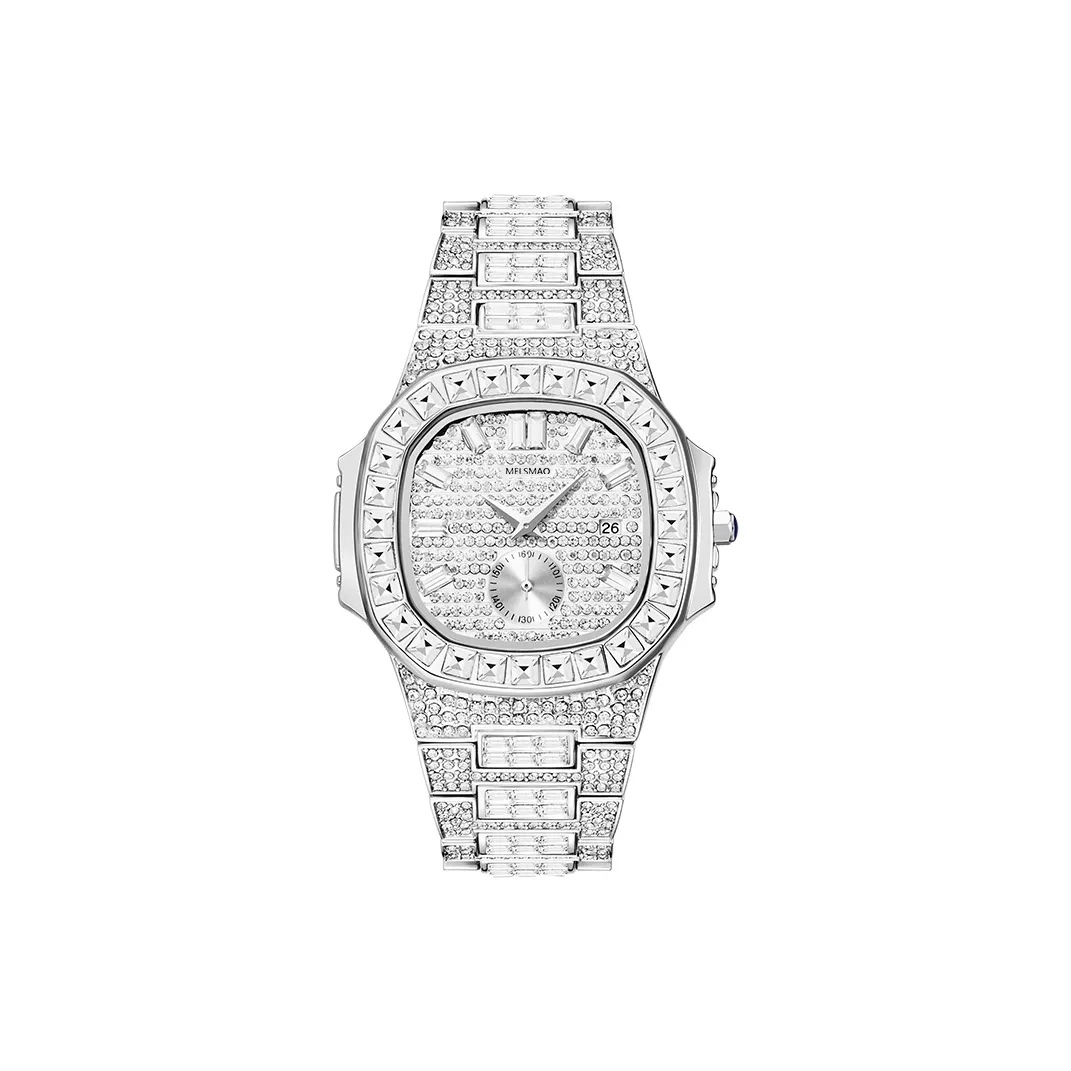 MELSMAO Кварцевый механизм сплав ремешок мужские часы серебристый циферблат