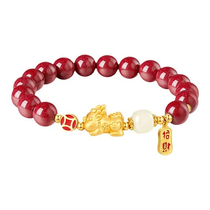 QIANCHANG Reconstructed Cinnabar Bracelets Women's