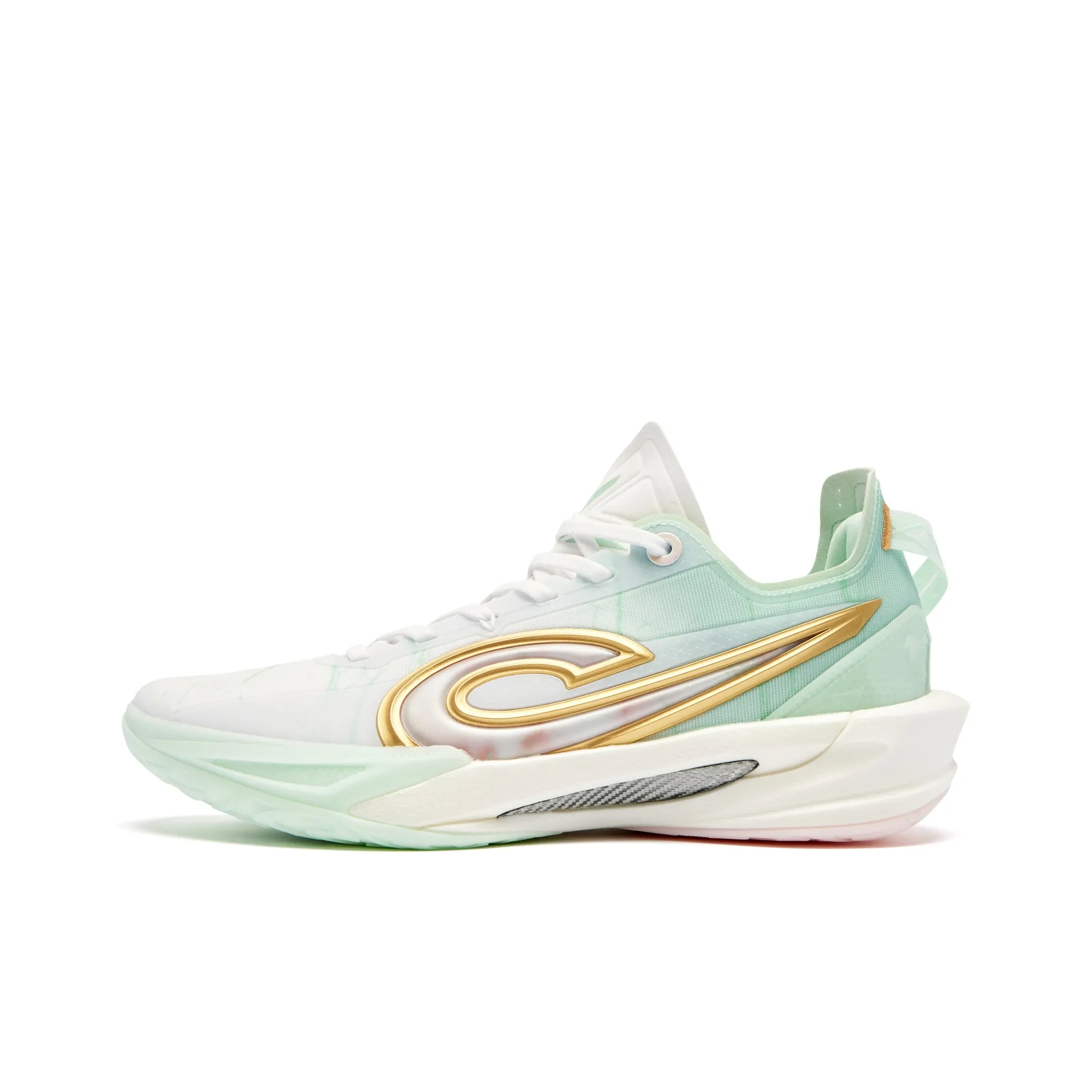 QIAODAN Fang Ci RISE 2.0 Basketball Shoes Men's Low Top Jordan White/Ice Porcelain Green