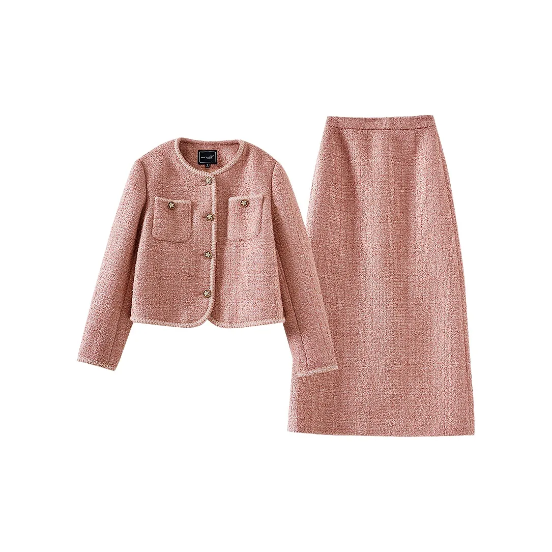 OUNIXUE Комплект с юбкой Женские Кораллово-розовый