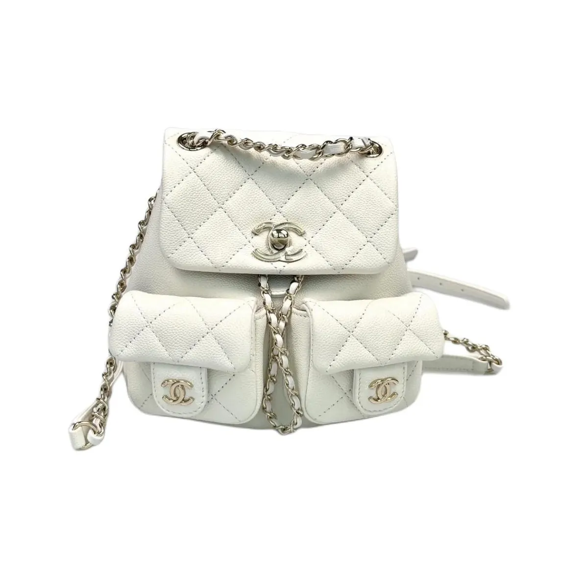 CHANEL Duma 24A Calfskin Small Backpack Women's White